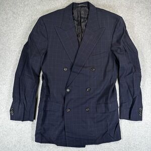 Ermenegildo Zegna Blazer Sport Coat Mens 40 Blue Wool Double Breasted Italy